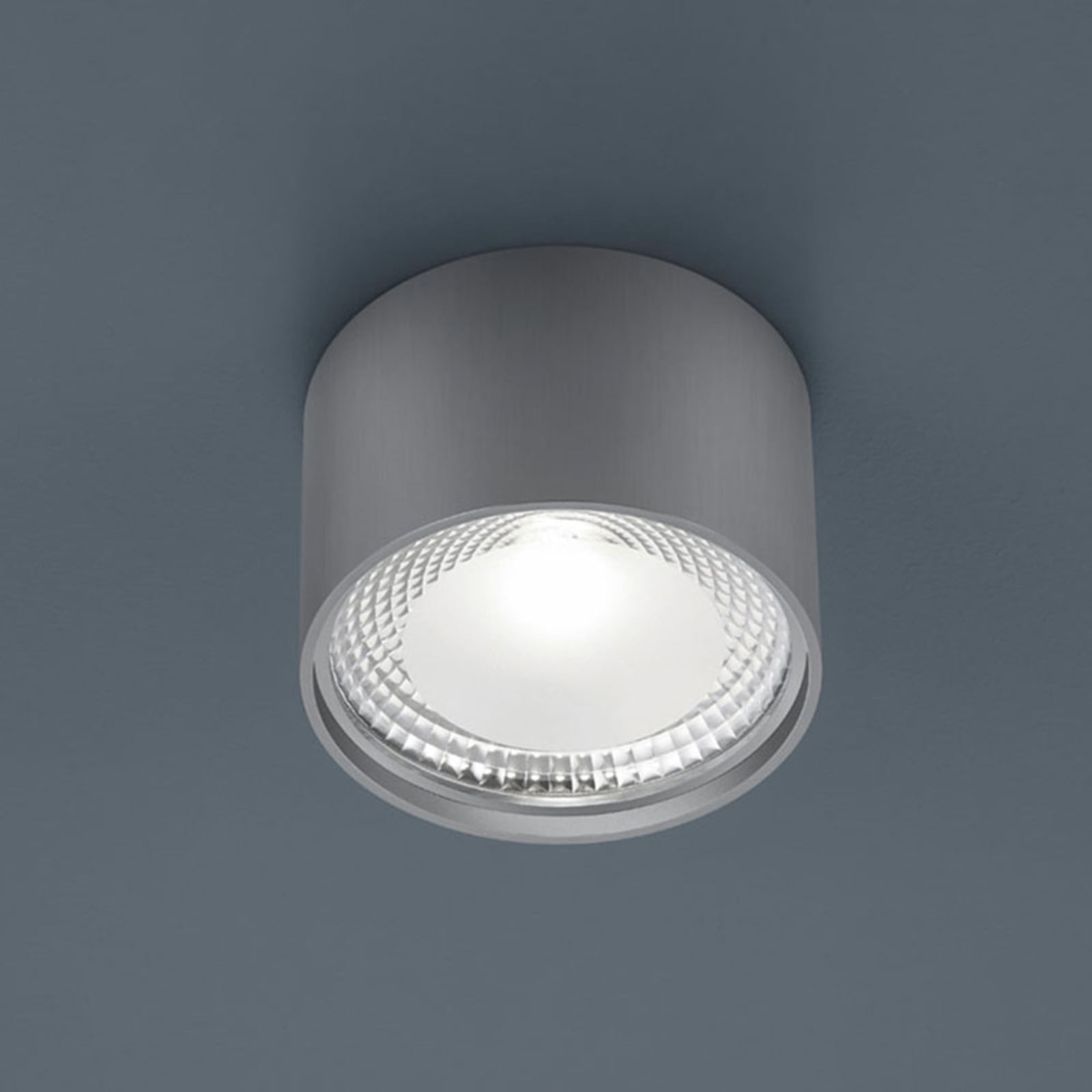 LED taklampe Kari rund matt nikkel forfra
