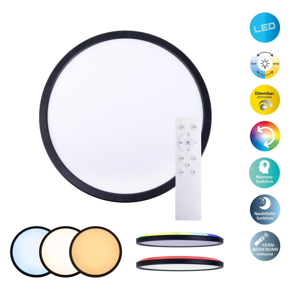 LED taklampe Karl CCT RGB dimbar fjernkontroll Ø29 cm IP44 med fjernkontroll