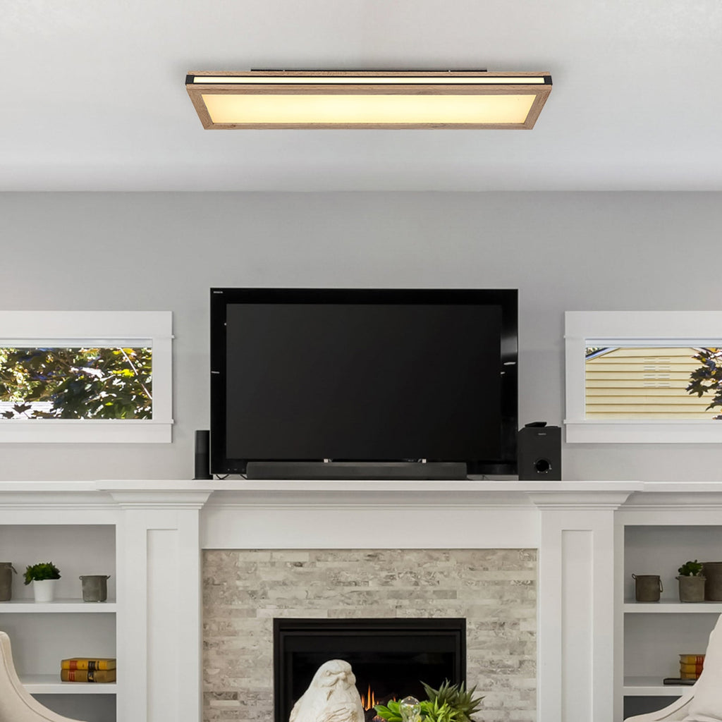 LED taklampe Karla rektangulær trefarget 80 cm 44W detalj
