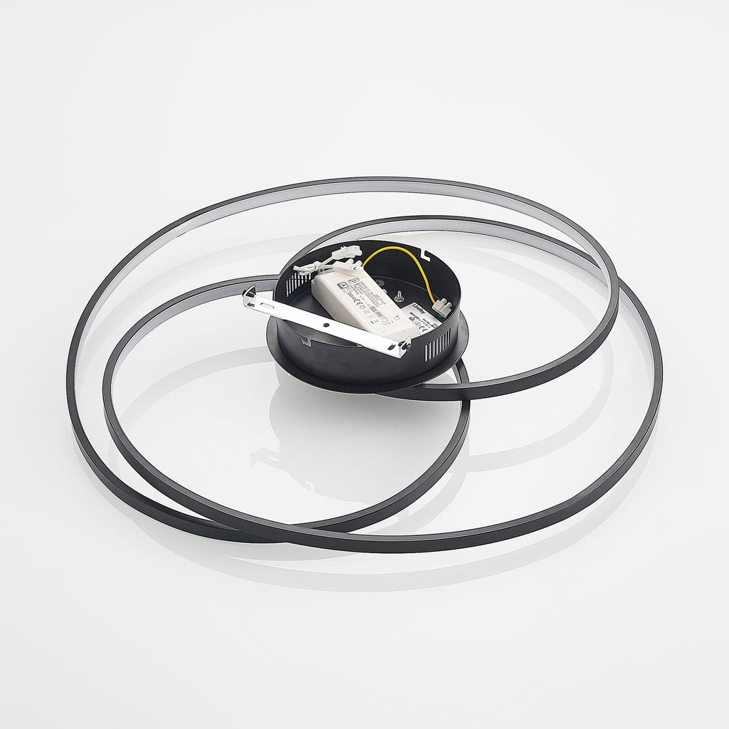 LED taklampe Kateryna dimbar svart Ø60 cm 36W varmhvit lys på vegg