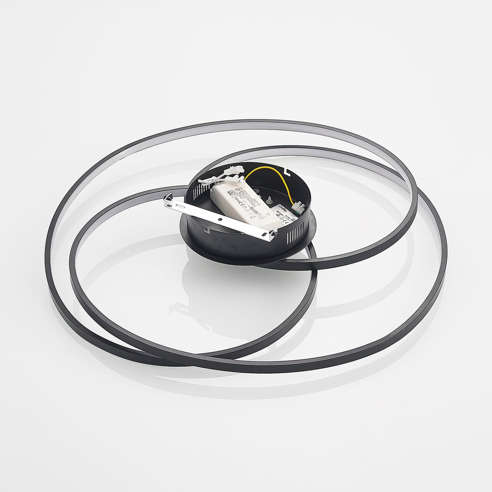 LED taklampe Kateryna dimbar svart Ø60 cm 36W varmhvit lys på vegg