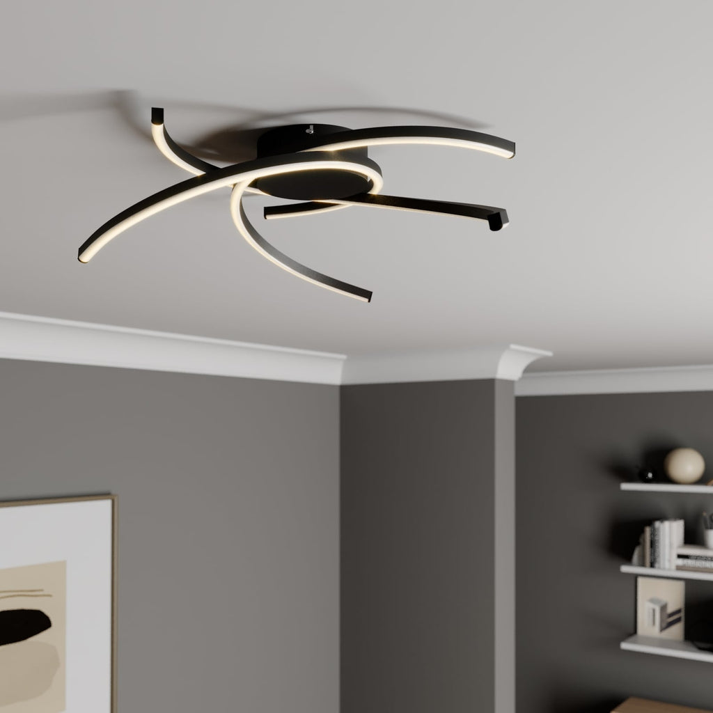 LED taklampe Katris 3 buer dimbar Ø58 cm matt svart bakside