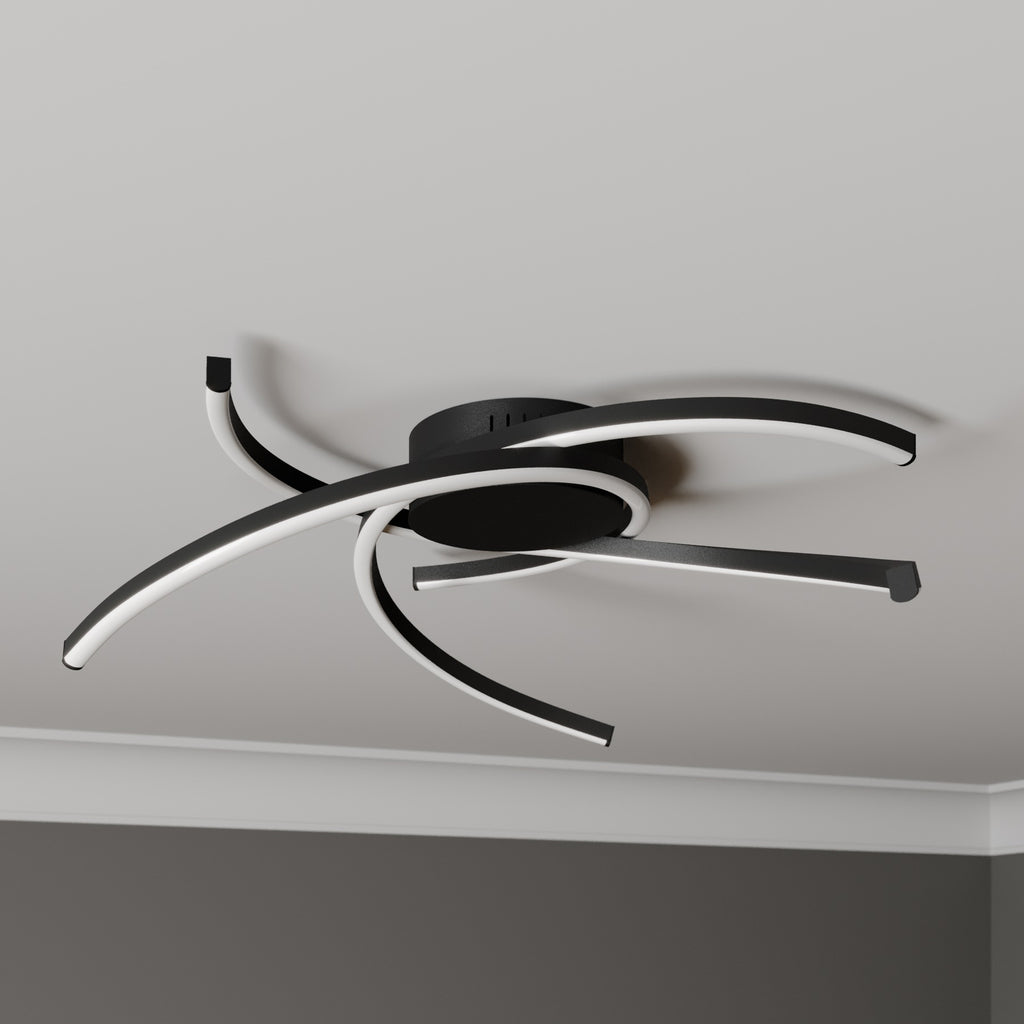 LED taklampe Katris 3 buer dimbar Ø58 cm matt svart detalj
