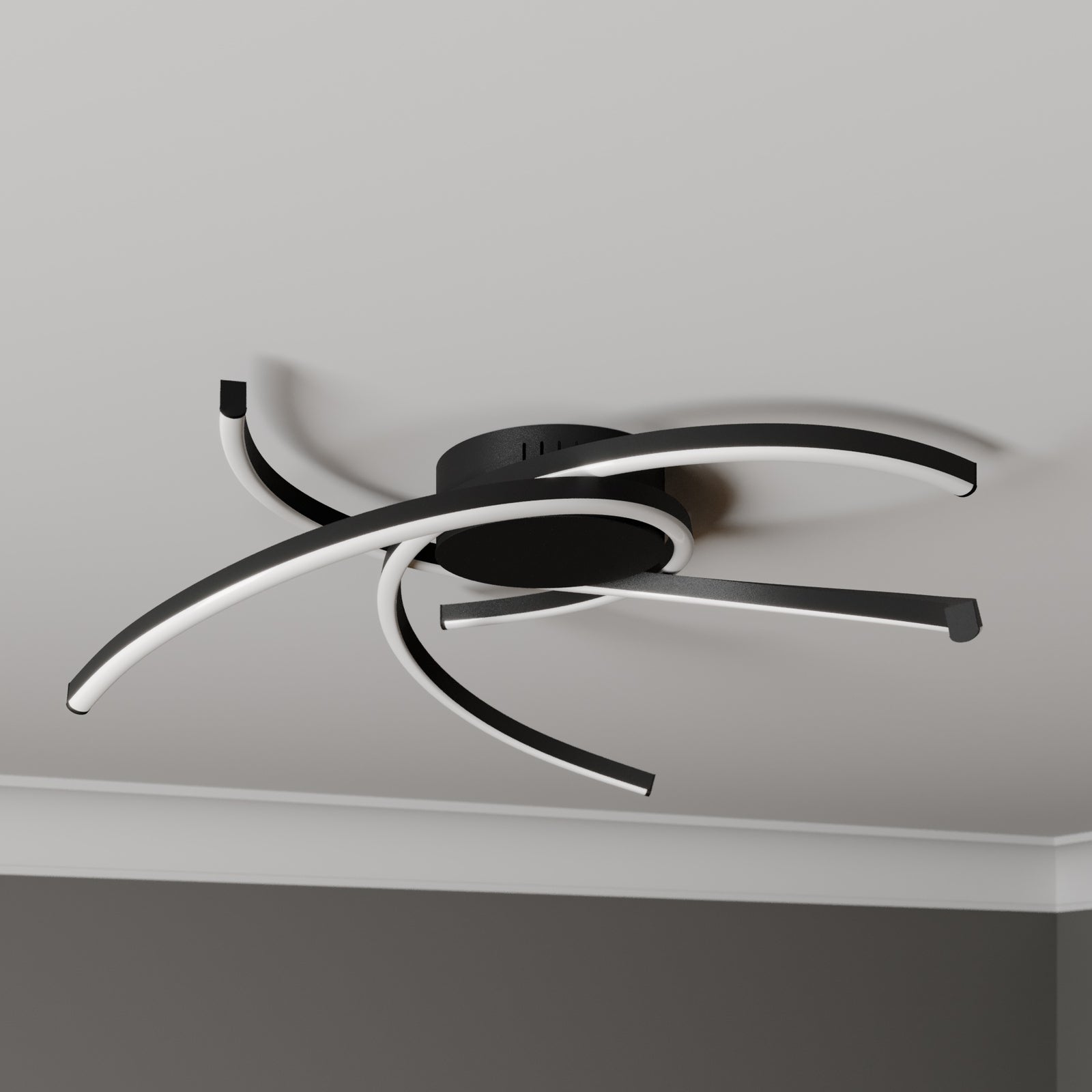LED taklampe Katris 3 buer dimbar Ø58 cm matt svart detalj