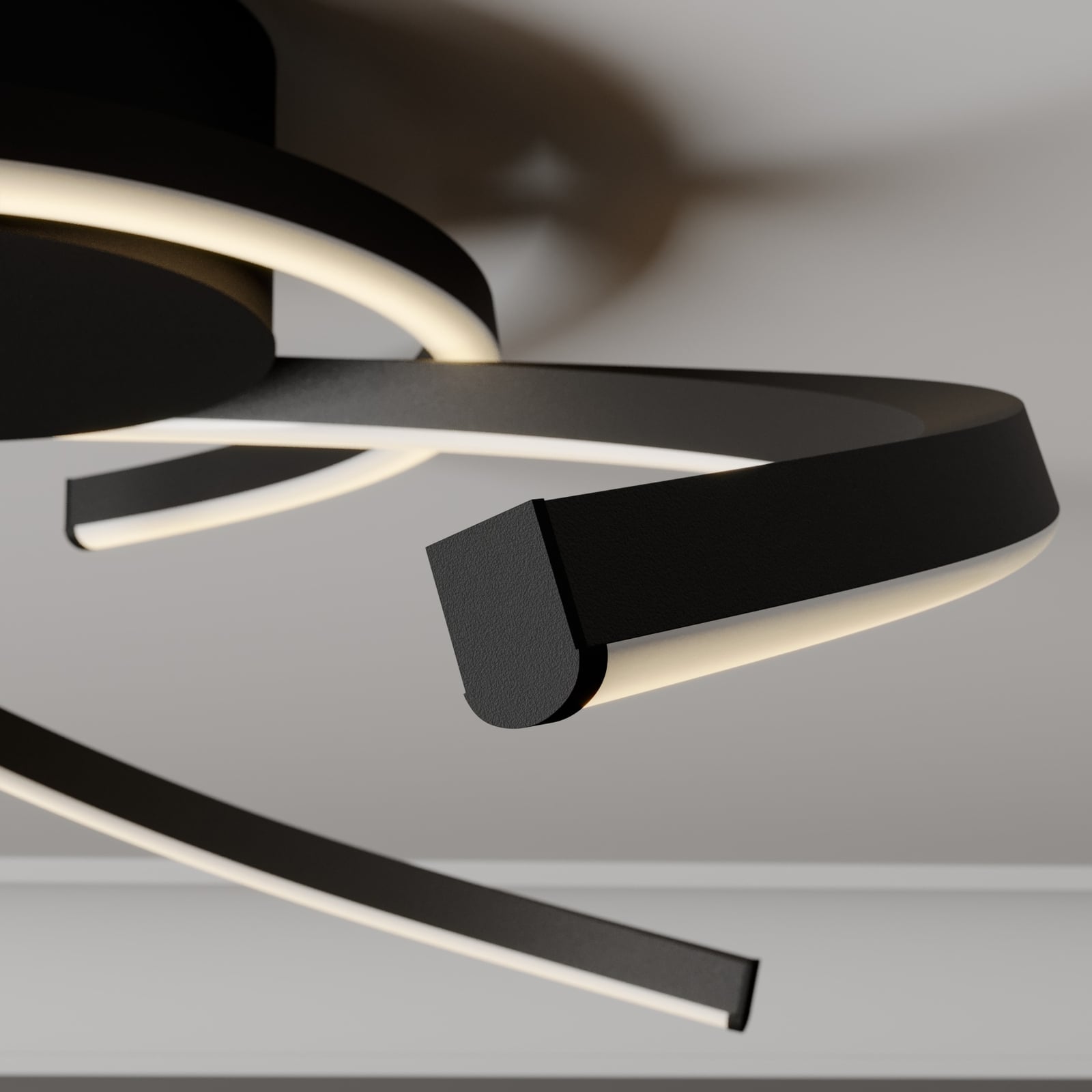 LED taklampe Katris 3 buer dimbar Ø58 cm matt svart nærbilde