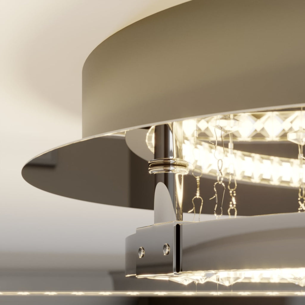 LED taklampe Keely krystall dimbar krom 45 cm 35W montert i rom