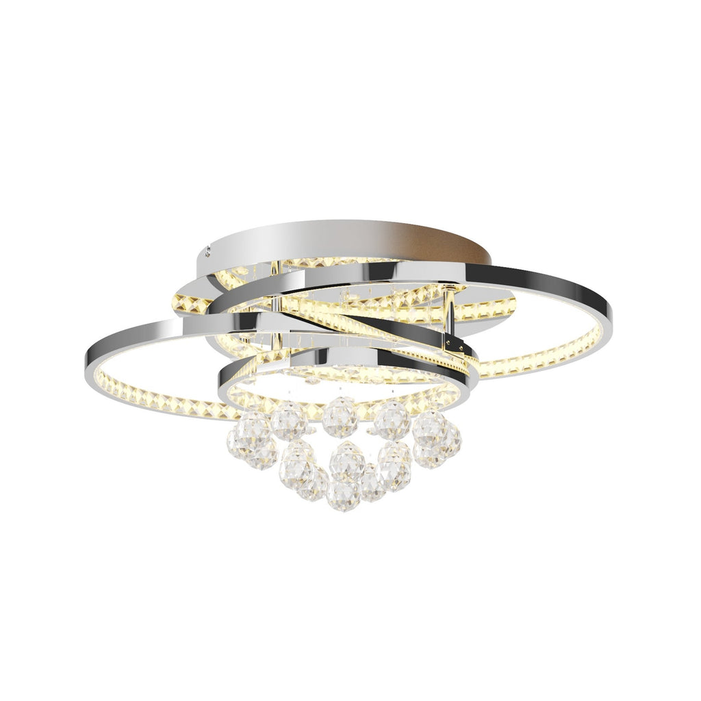 LED taklampe Keely krystall dimbar krom 45 cm 35W sideprofil