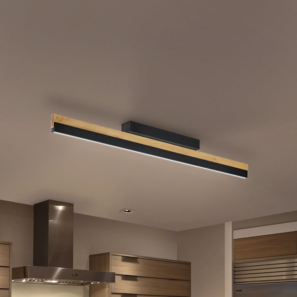 LED taklampe Keijo dimbar eik/svart forfra