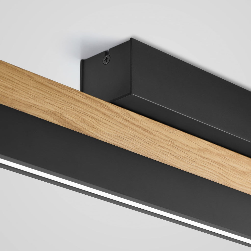 LED taklampe Keijo dimbar eik/svart takfeste