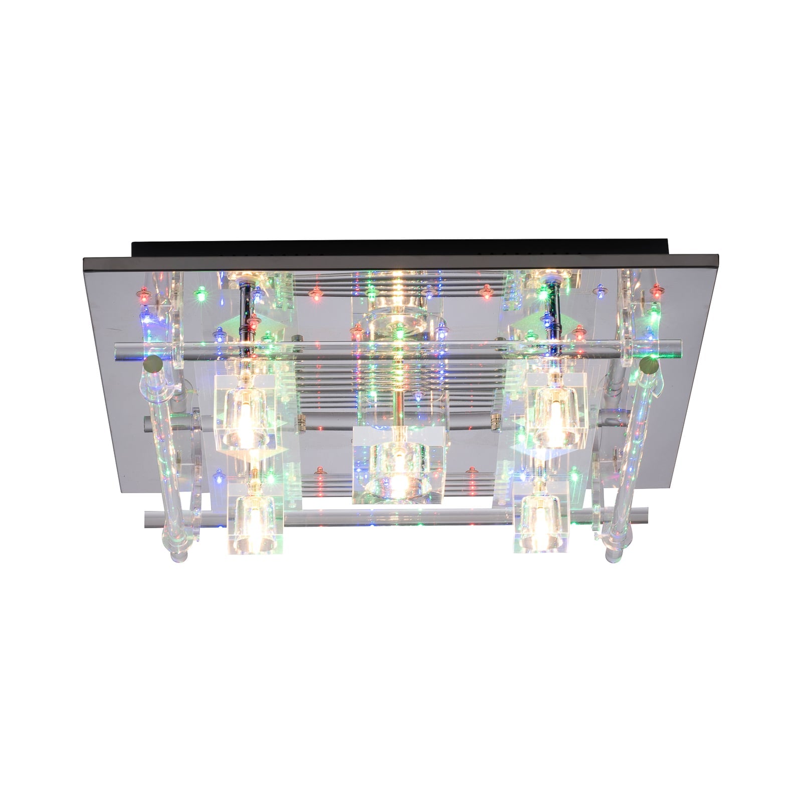 LED taklampe Kemal 2.0 krom RGB med fjernkontroll bakside