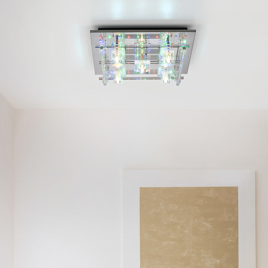 LED taklampe Kemal 2.0 krom RGB med fjernkontroll detalj