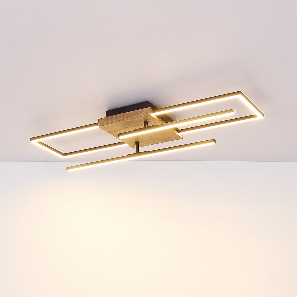 LED taklampe Kendra svart/tre 80x20 cm front