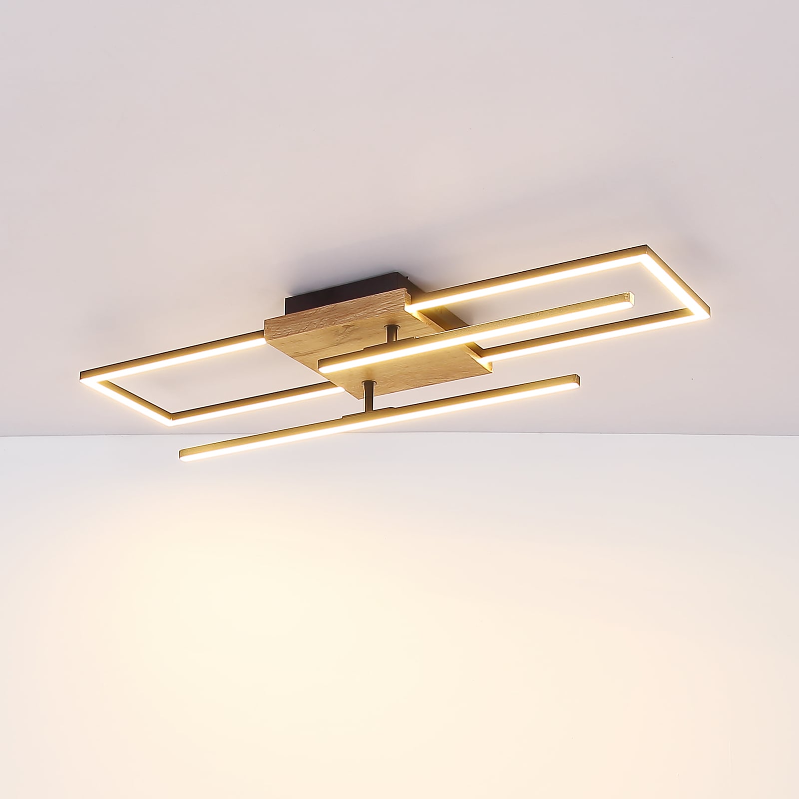 LED taklampe Kendra svart/tre 80x20 cm front