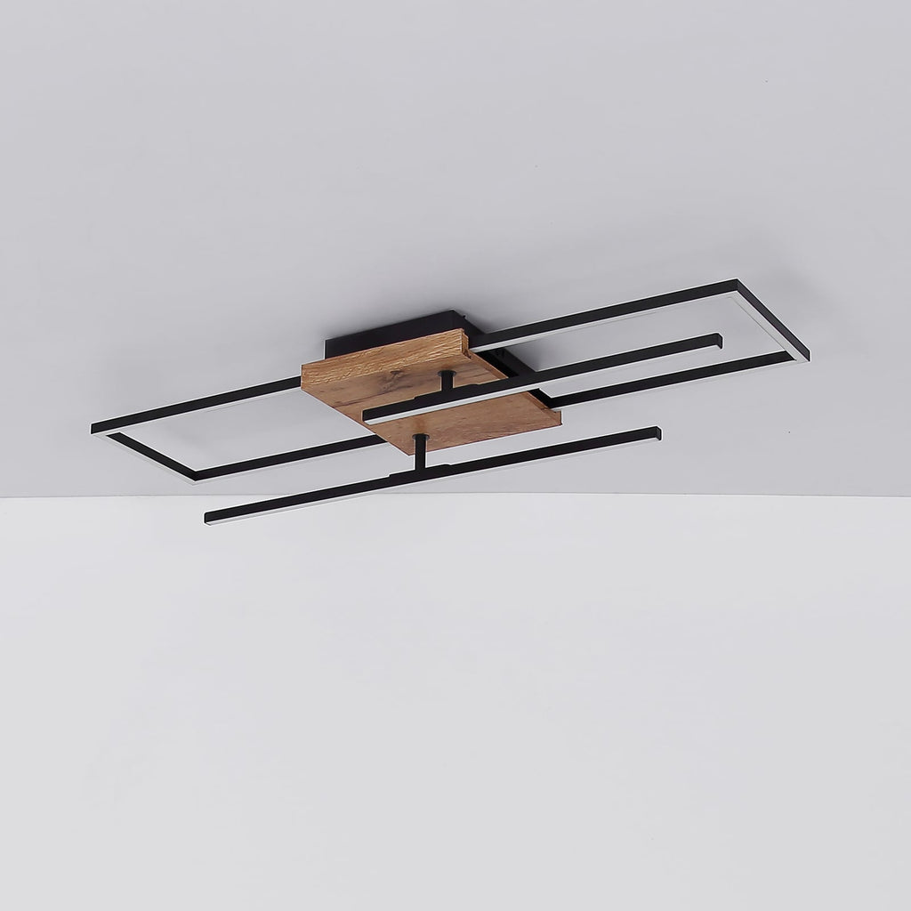 LED taklampe Kendra svart/tre 80x20 cm bakside