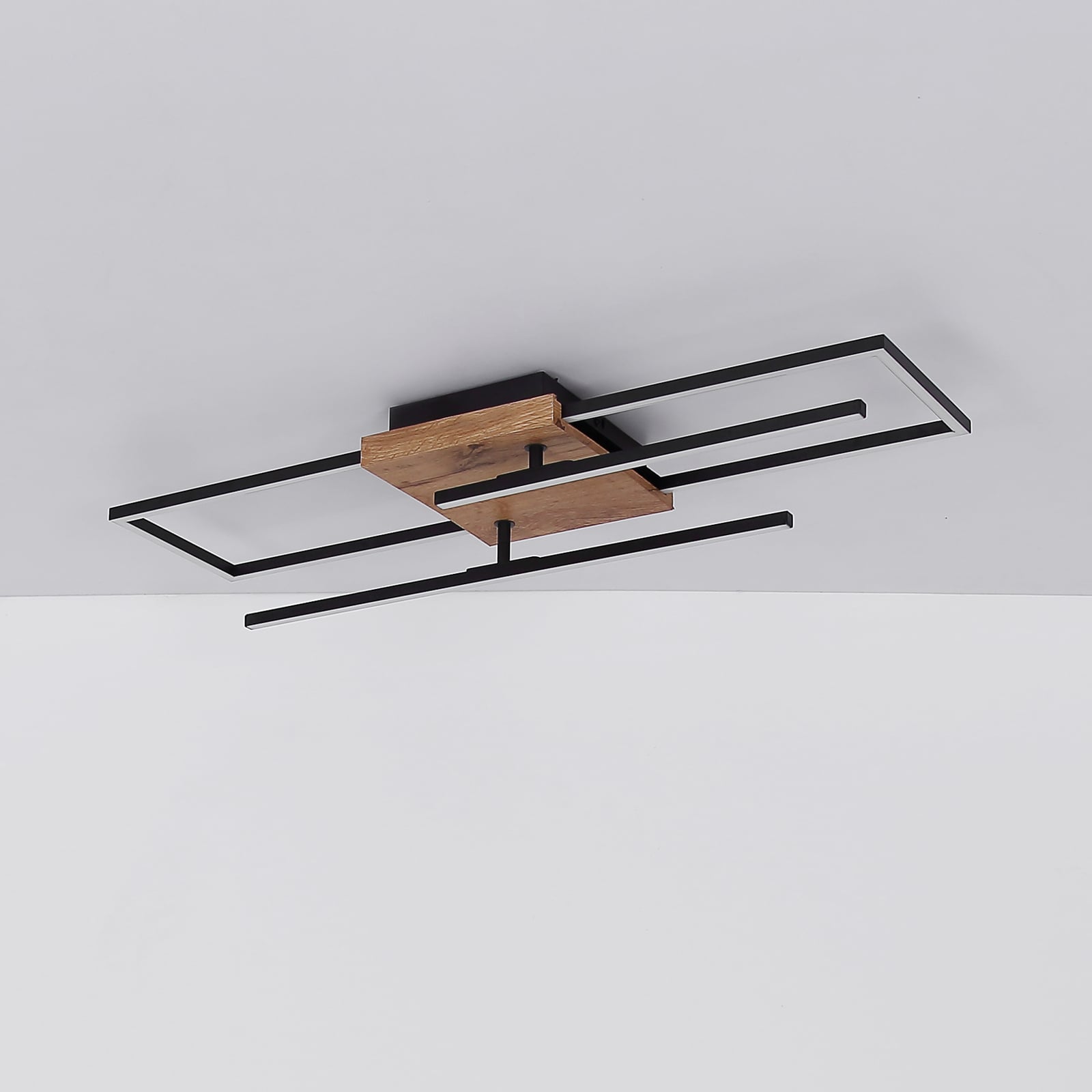 LED taklampe Kendra svart/tre 80x20 cm bakside