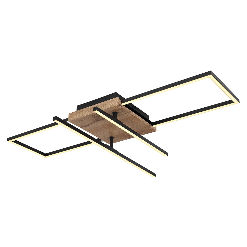 LED taklampe Kendra svart/tre 80x20 cm montert