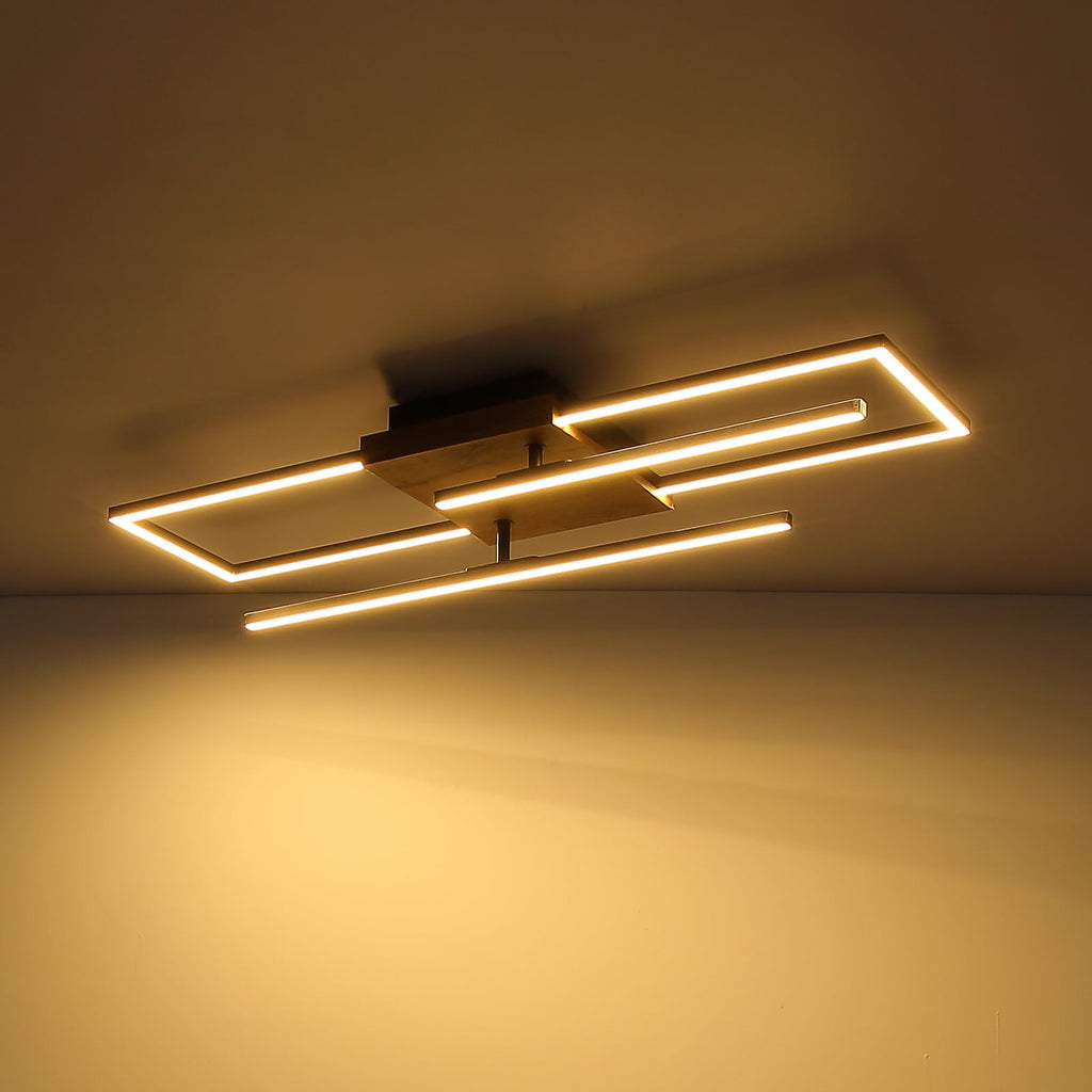 LED taklampe Kendra svart/tre 80x20 cm side