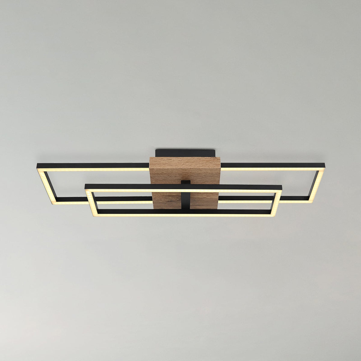 LED taklampe Kendra svart tre/metall 60 cm forfra
