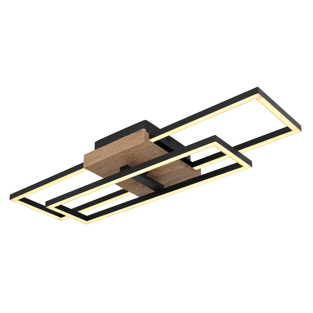 LED taklampe Kendra svart tre/metall 60 cm bakside