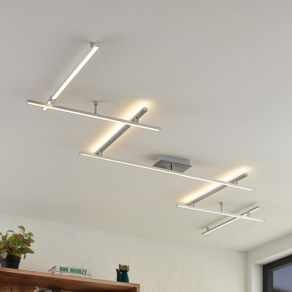 LED taklampe Kerem dimbar nikkel stål 345 cm forfra