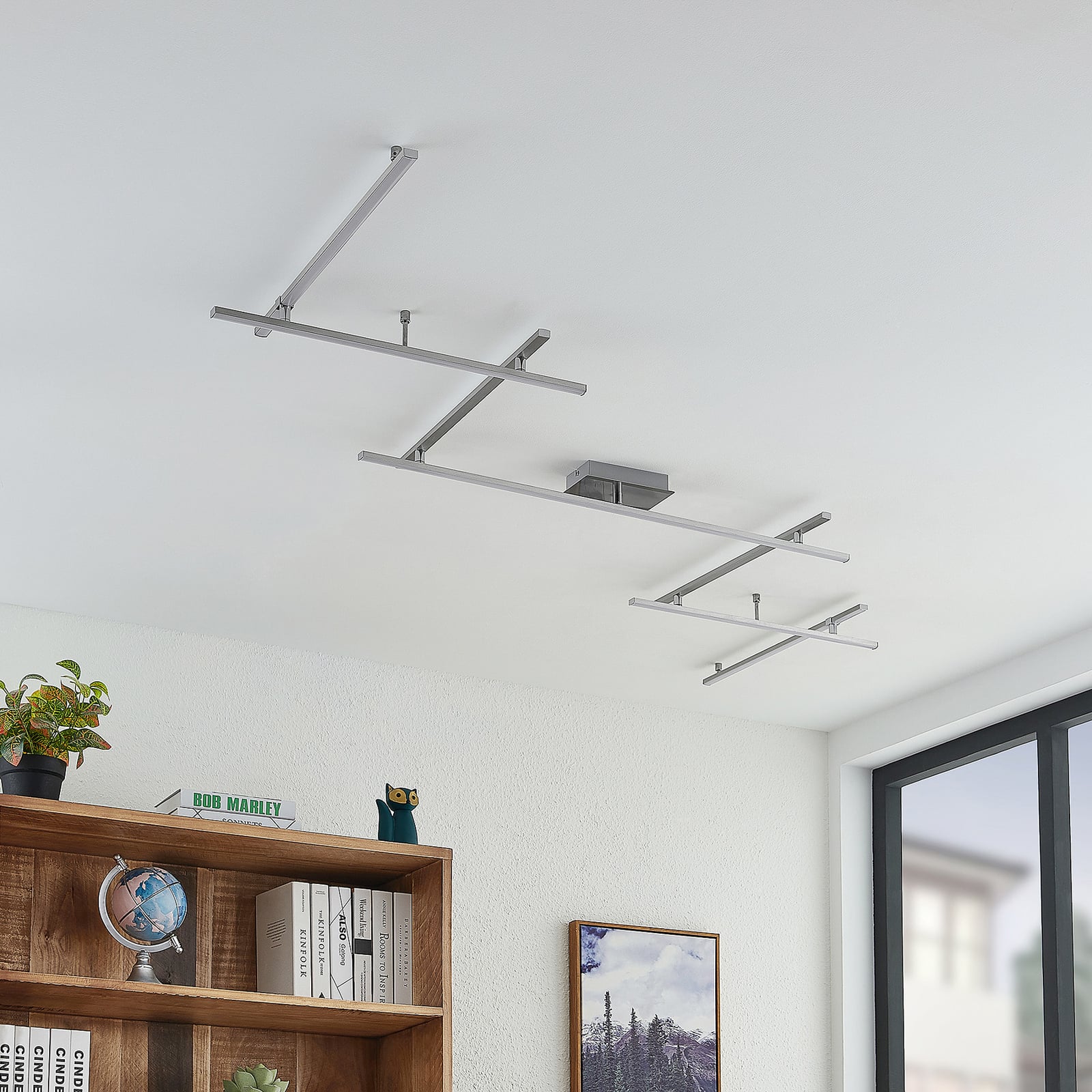 LED taklampe Kerem dimbar nikkel stål 345 cm detalj av stålstruktur