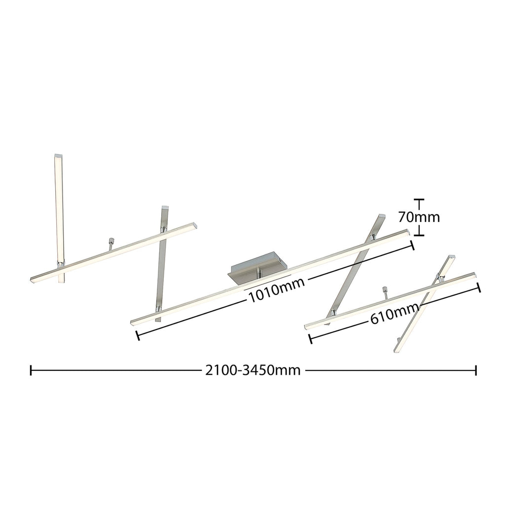LED taklampe Kerem dimbar nikkel stål 345 cm nærbilde av LED-lys