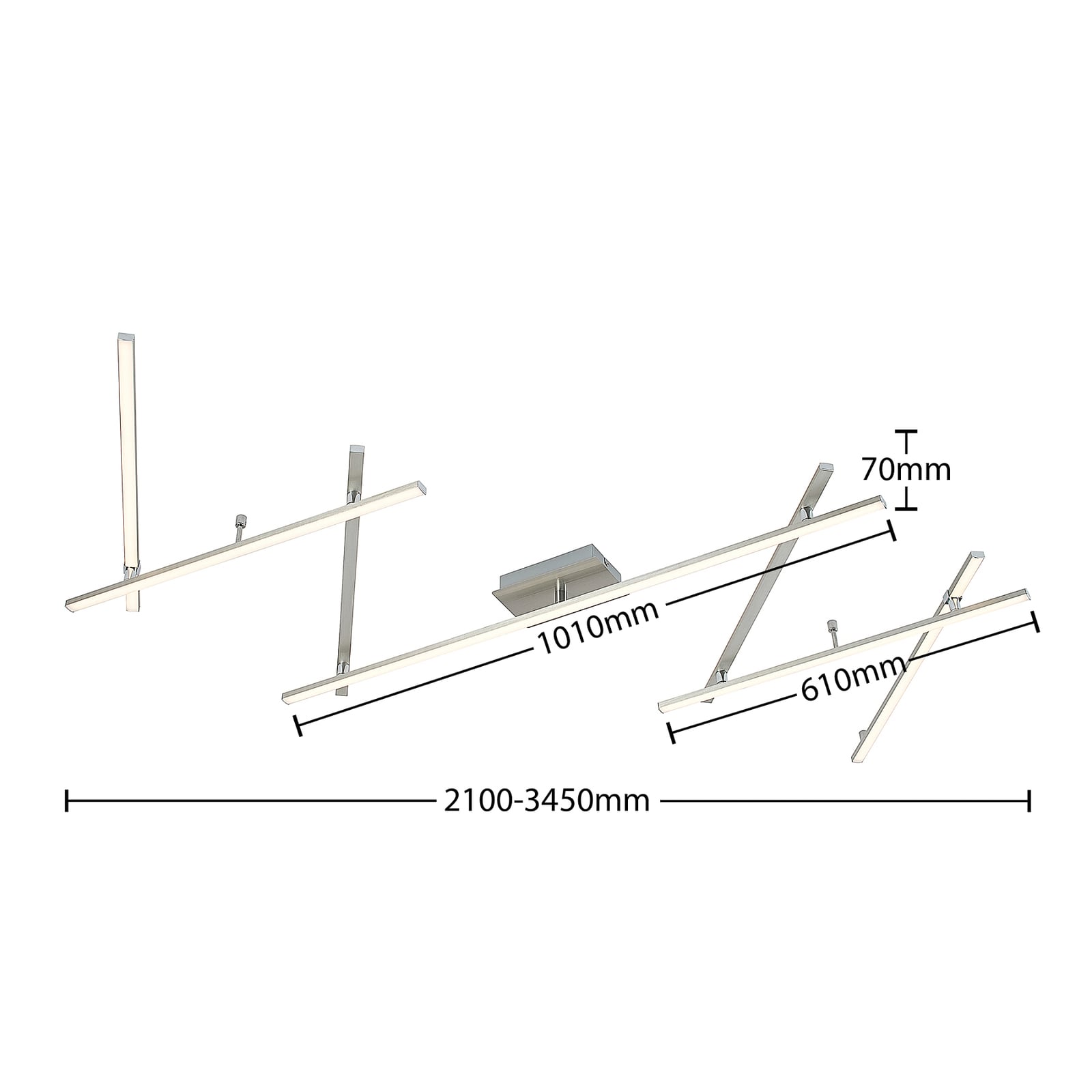 LED taklampe Kerem dimbar nikkel stål 345 cm nærbilde av LED-lys