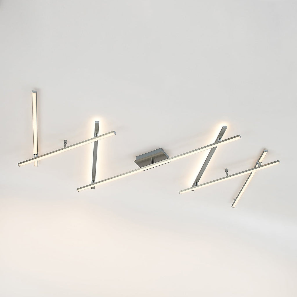 LED taklampe Kerem dimbar nikkel stål 345 cm zigzag design detalj