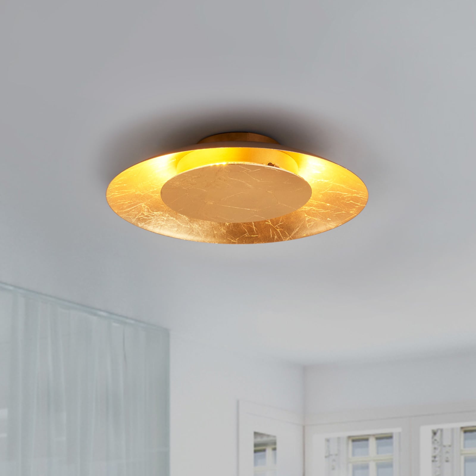 LED taklampe Keti rund gull metall montert i rom