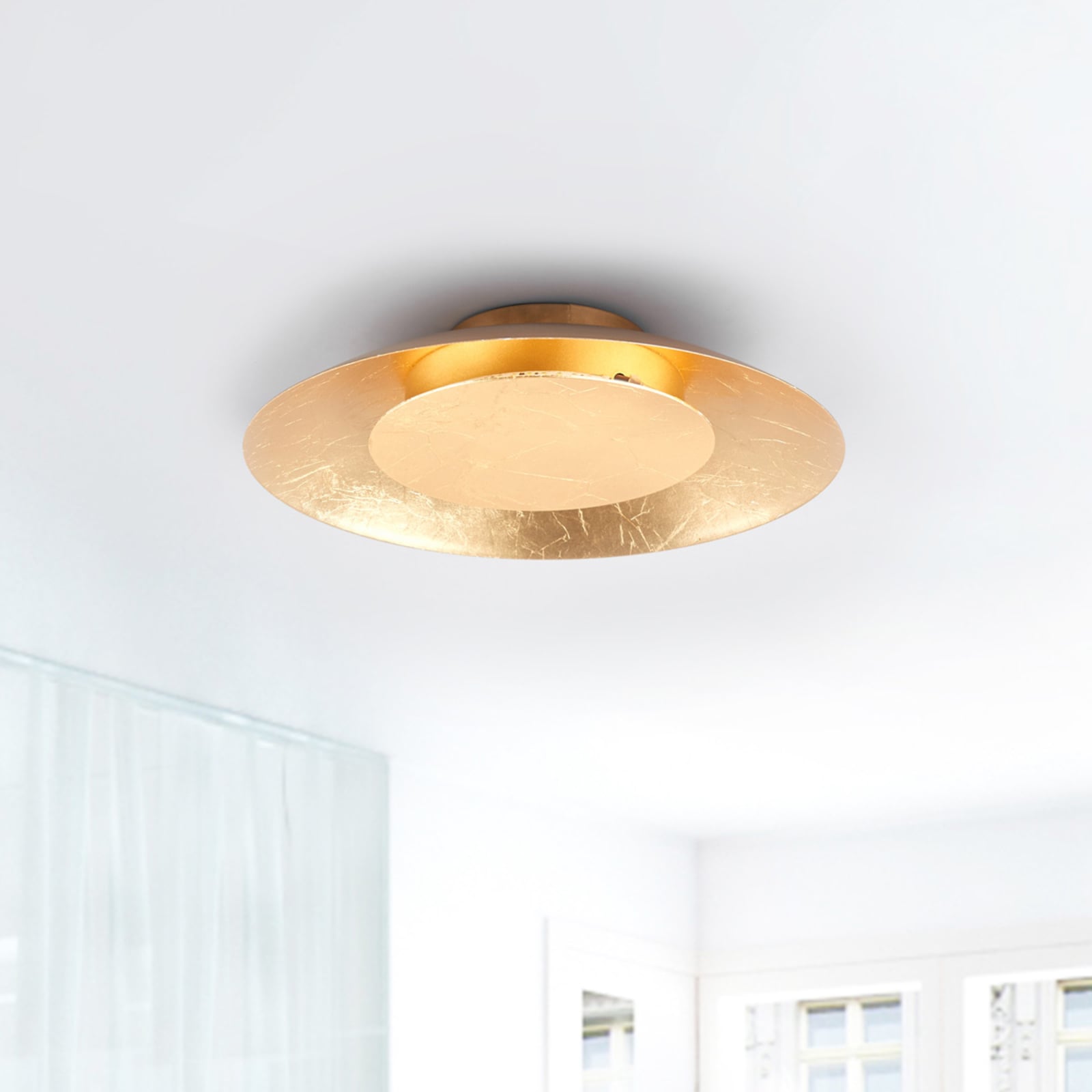 LED taklampe Keti rund gull metall nærbilde