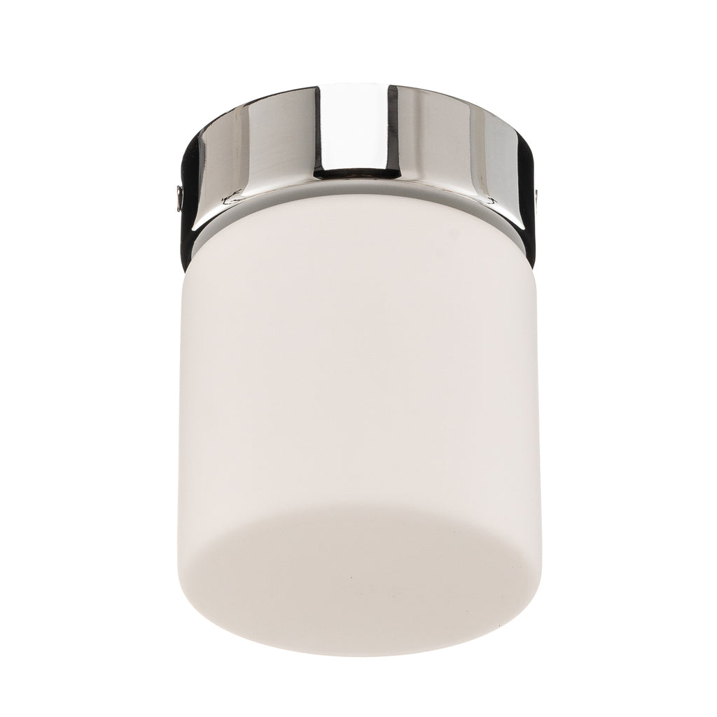 Montert LED taklampe Keto sylinder krom opalglass Ø10 cm IP44 i baderom