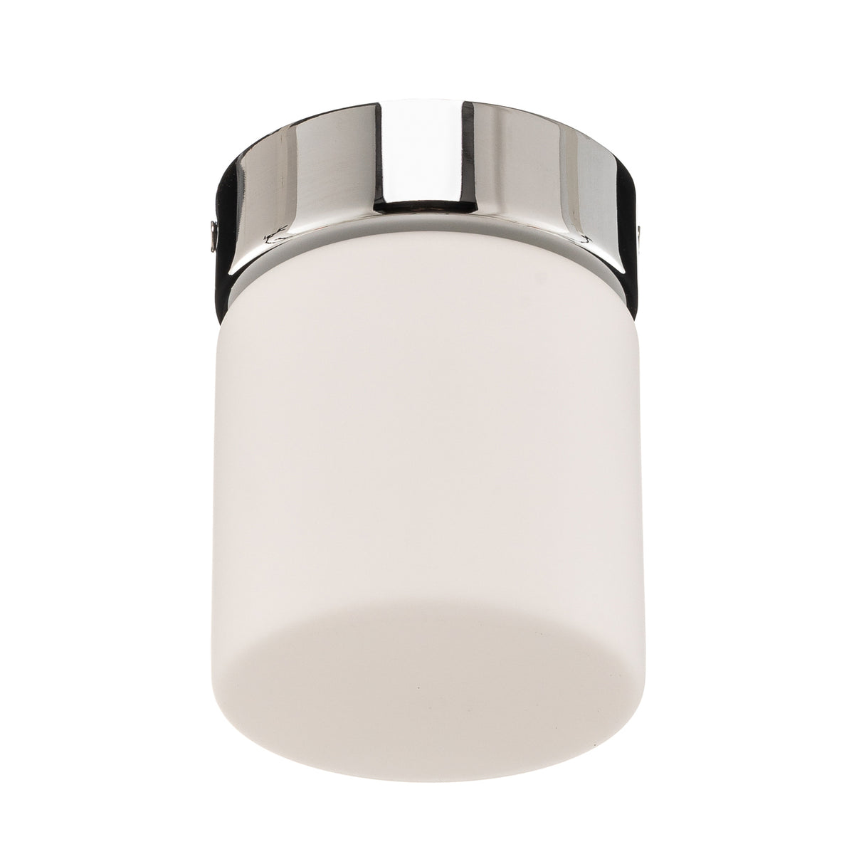 Montert LED taklampe Keto sylinder krom opalglass Ø10 cm IP44 i baderom