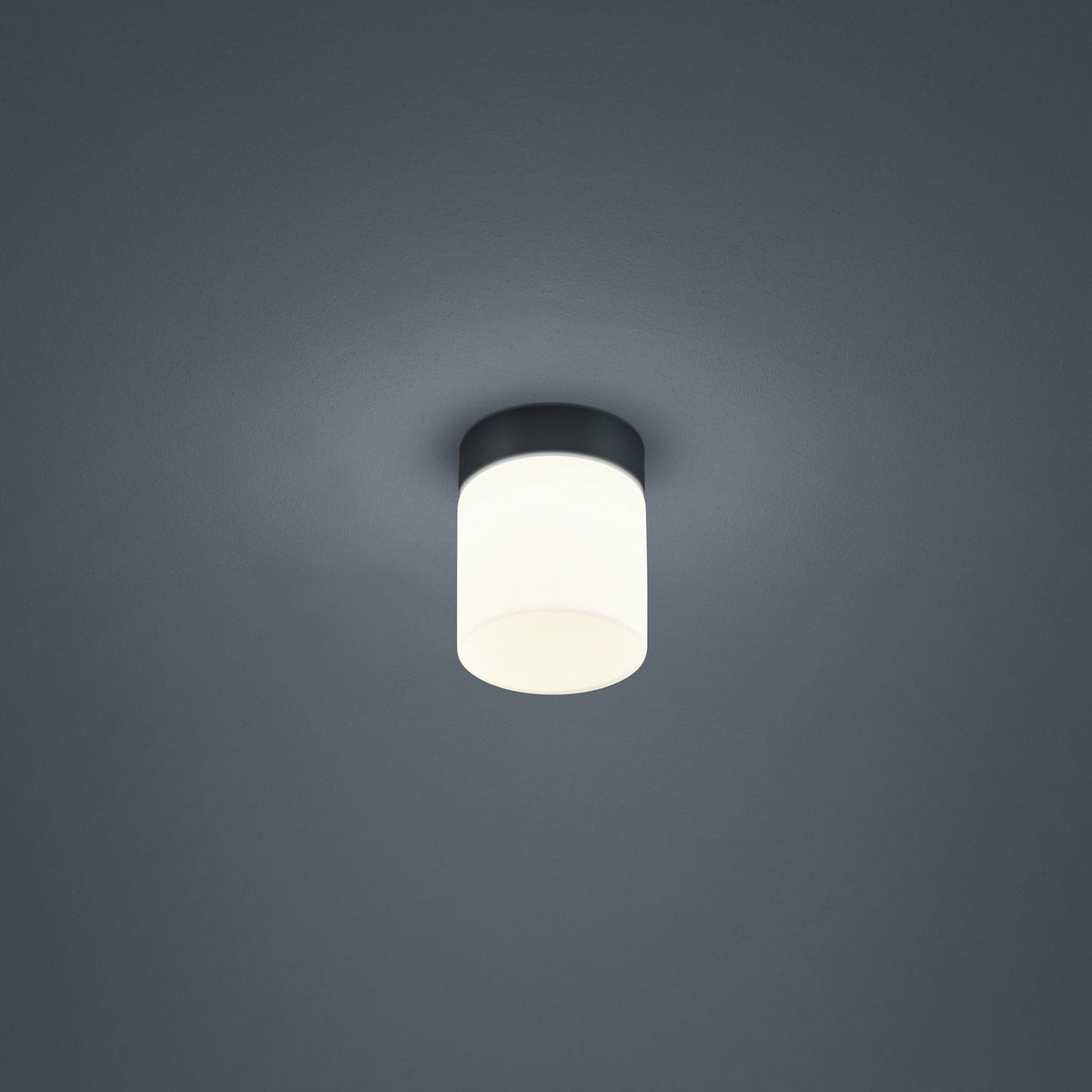 LED taklampe Keto sylinder opalglass svart matt IP44 forfra