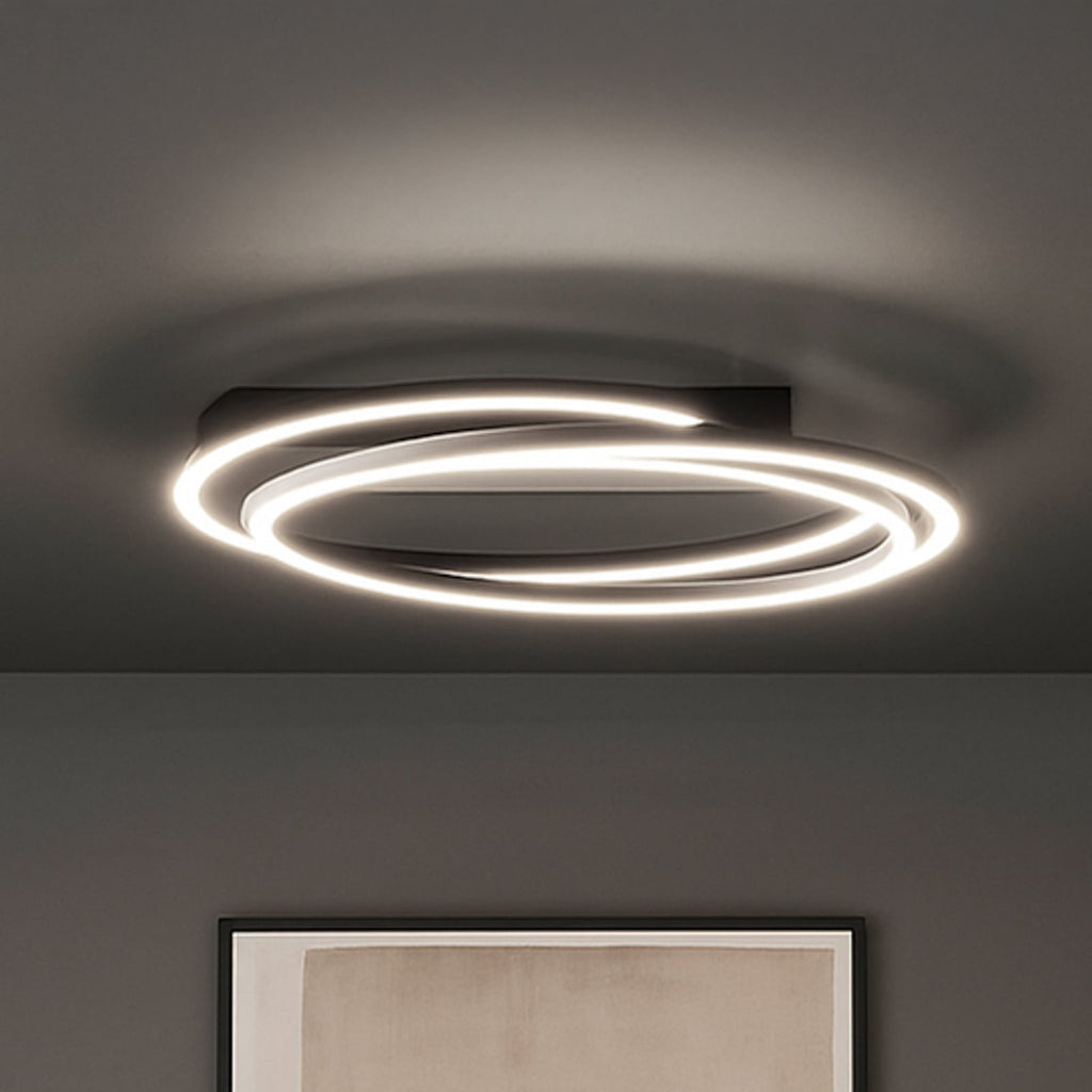 LED taklampe Kiku Ø56 cm dimbar CCT sandsort metall forfra