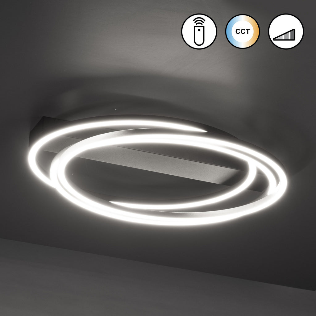 LED taklampe Kiku Ø56 cm dimbar CCT sandsort metall montert