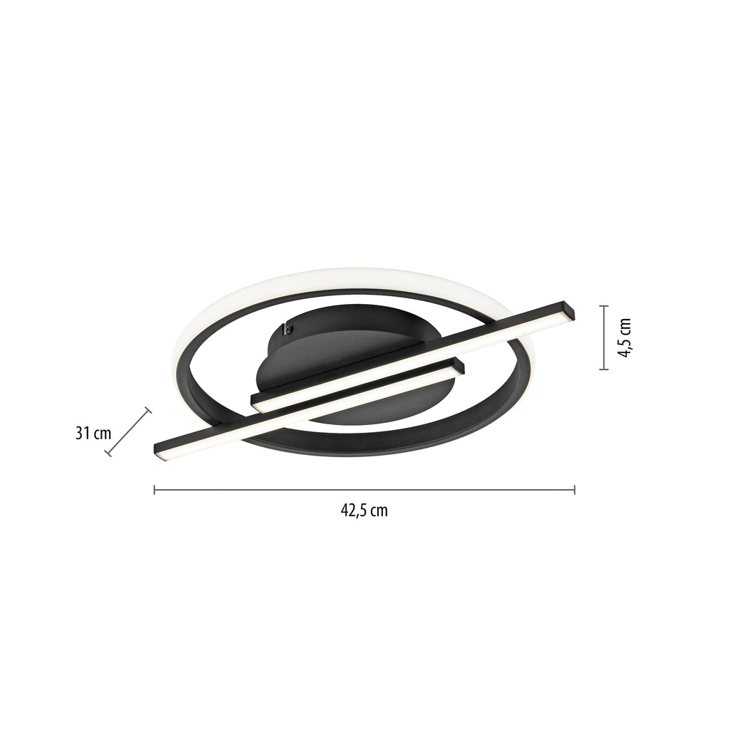 LED taklampe Korsa dimbar svart Ø31 cm montert