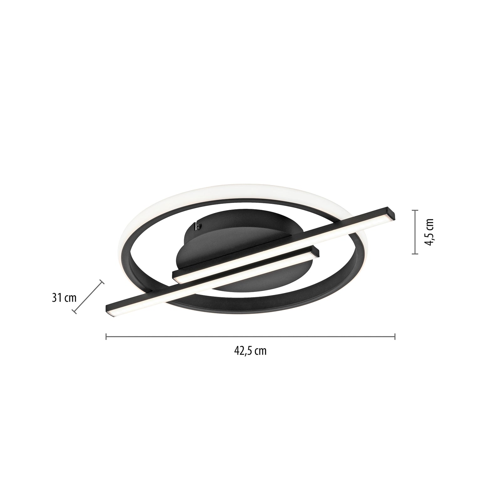LED taklampe Korsa dimbar svart Ø31 cm montert