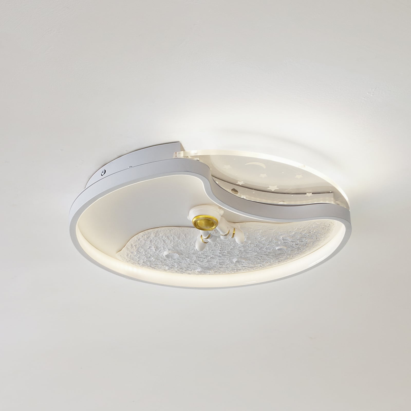 LED taklampe Kosmo månedesign hvit forfra