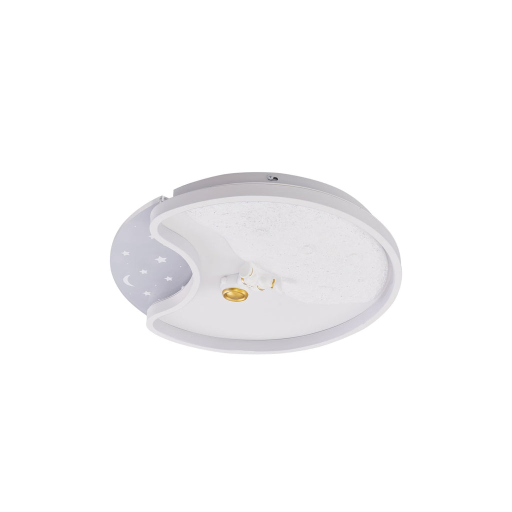 LED taklampe Kosmo månedesign hvit montert i rom