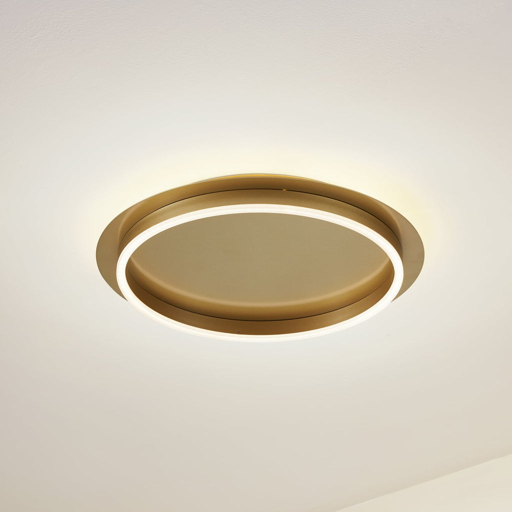 LED taklampe Kunis akryl gull Ø46 cm front