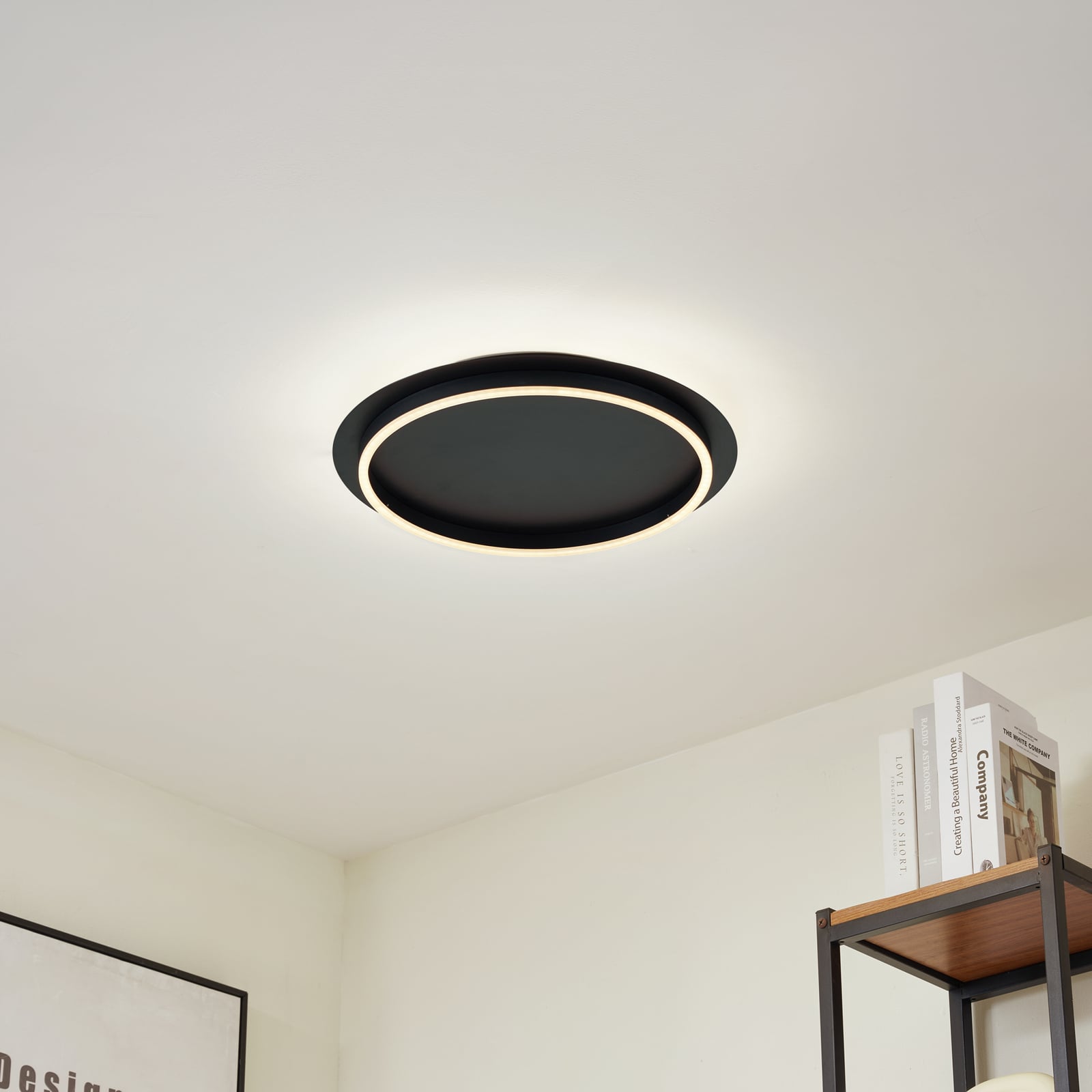 LED taklampe Kunis akryl svart Ø46 cm bakside