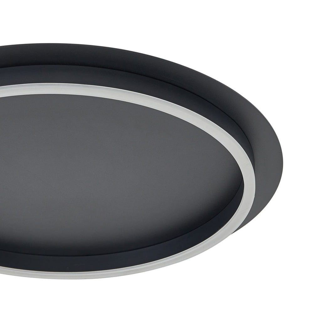 LED taklampe Kunis akryl svart Ø46 cm side