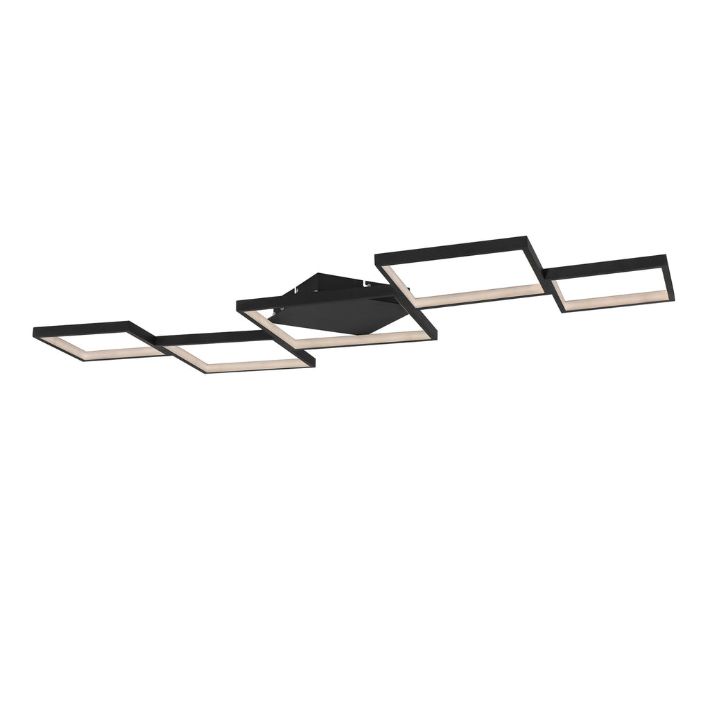 Nærbilde av LED taklampe Kurio 5-lys svart CCT dimbar lysramme