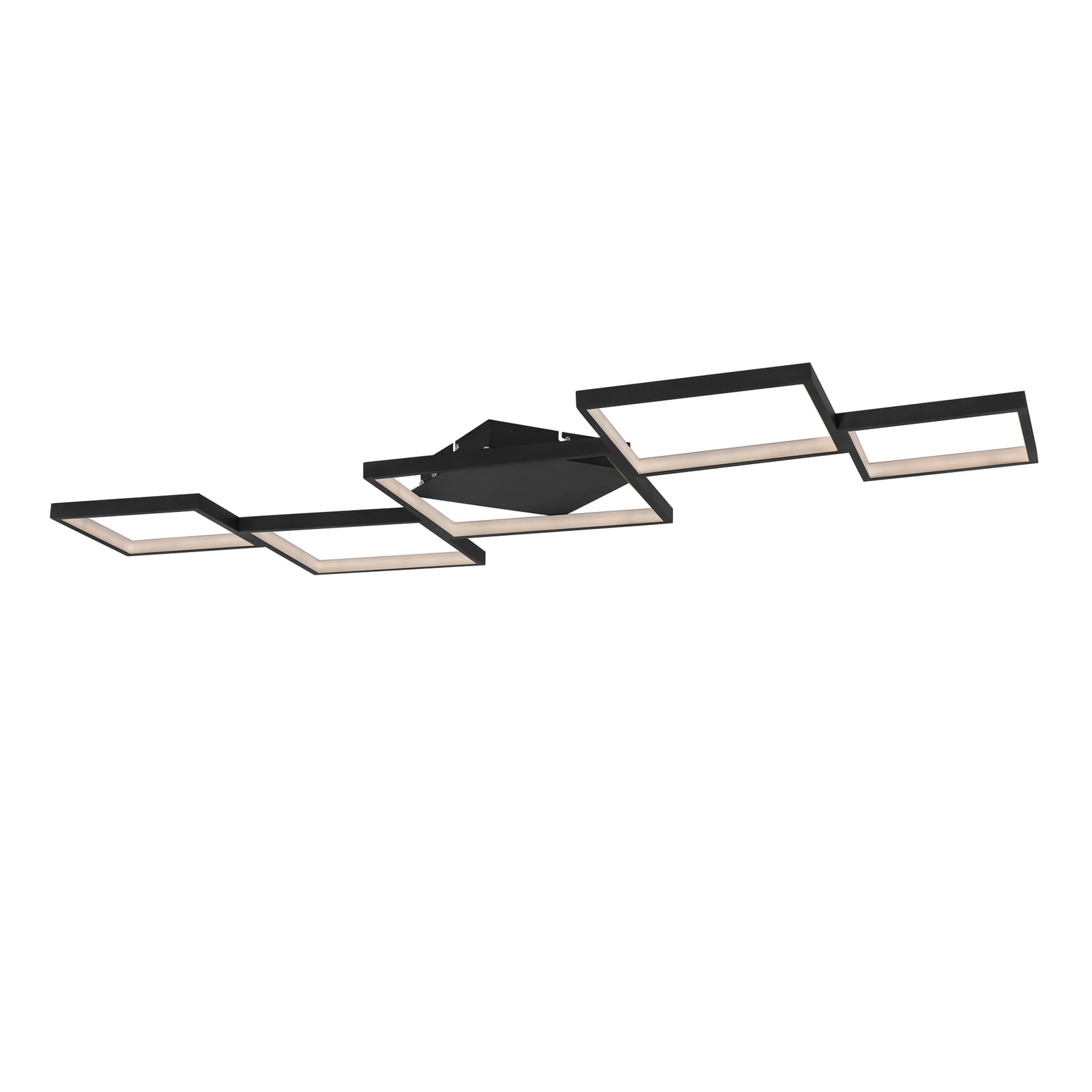 Nærbilde av LED taklampe Kurio 5-lys svart CCT dimbar lysramme