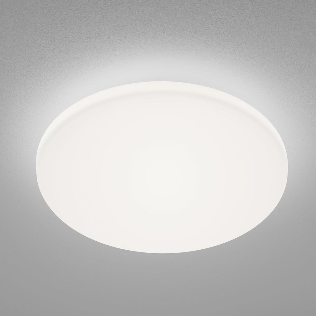 LED taklampe Kymo hvit/krom stål og glass forfra