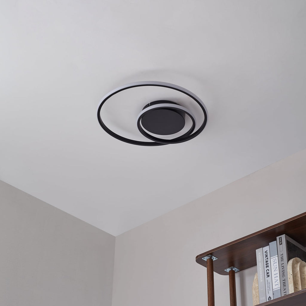 Detaljfoto av LED taklampe Kyron dimbar svart aluminium Ø45 cm
