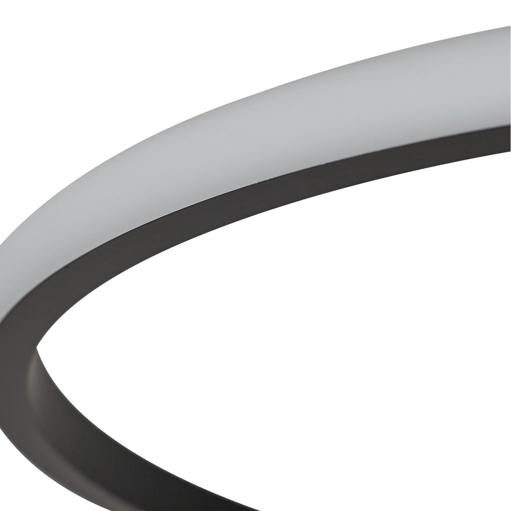 LED taklampe Kyron dimbar svart aluminium Ø45 cm sett fra siden
