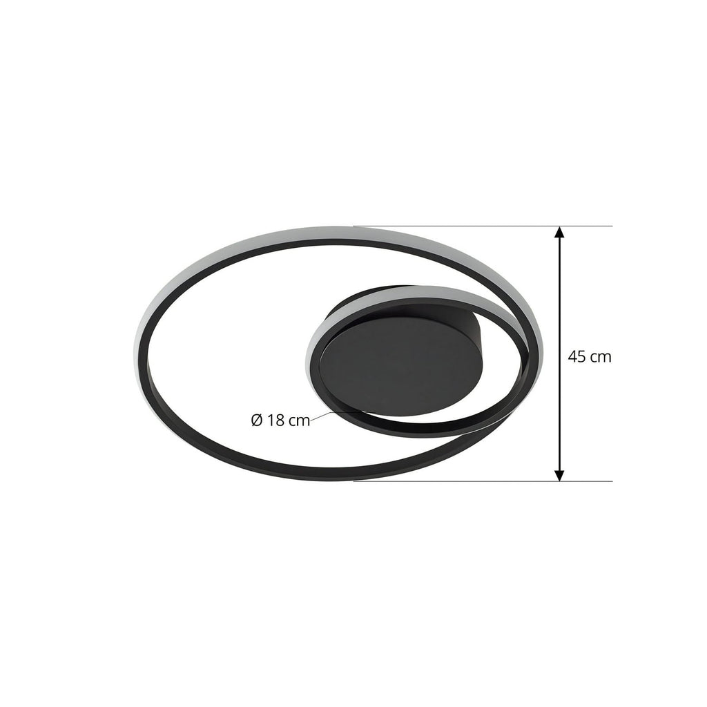 LED taklampe Kyron dimbar svart aluminium Ø45 cm lysdetalj