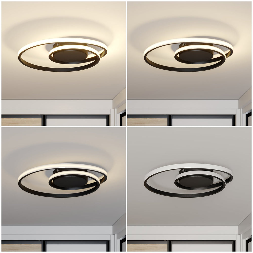 LED taklampe Kyron dimbar svart aluminium Ø45 cm i moderne interiør