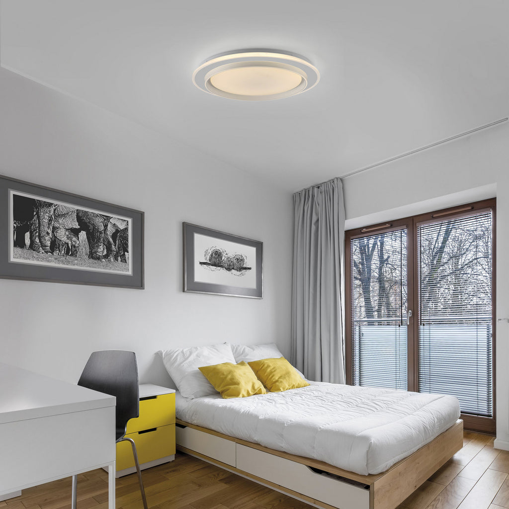 LED taklampe Lago CCT dimbar bakside med monteringsdetaljer